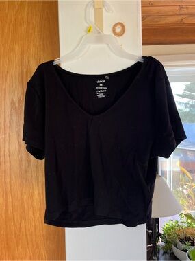 Defrost Black V-Neck Cropped Tee